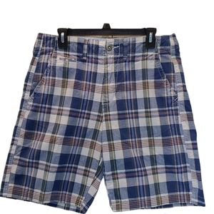 American eagle outfitters men's flat front multicolor plaid casual short size 30